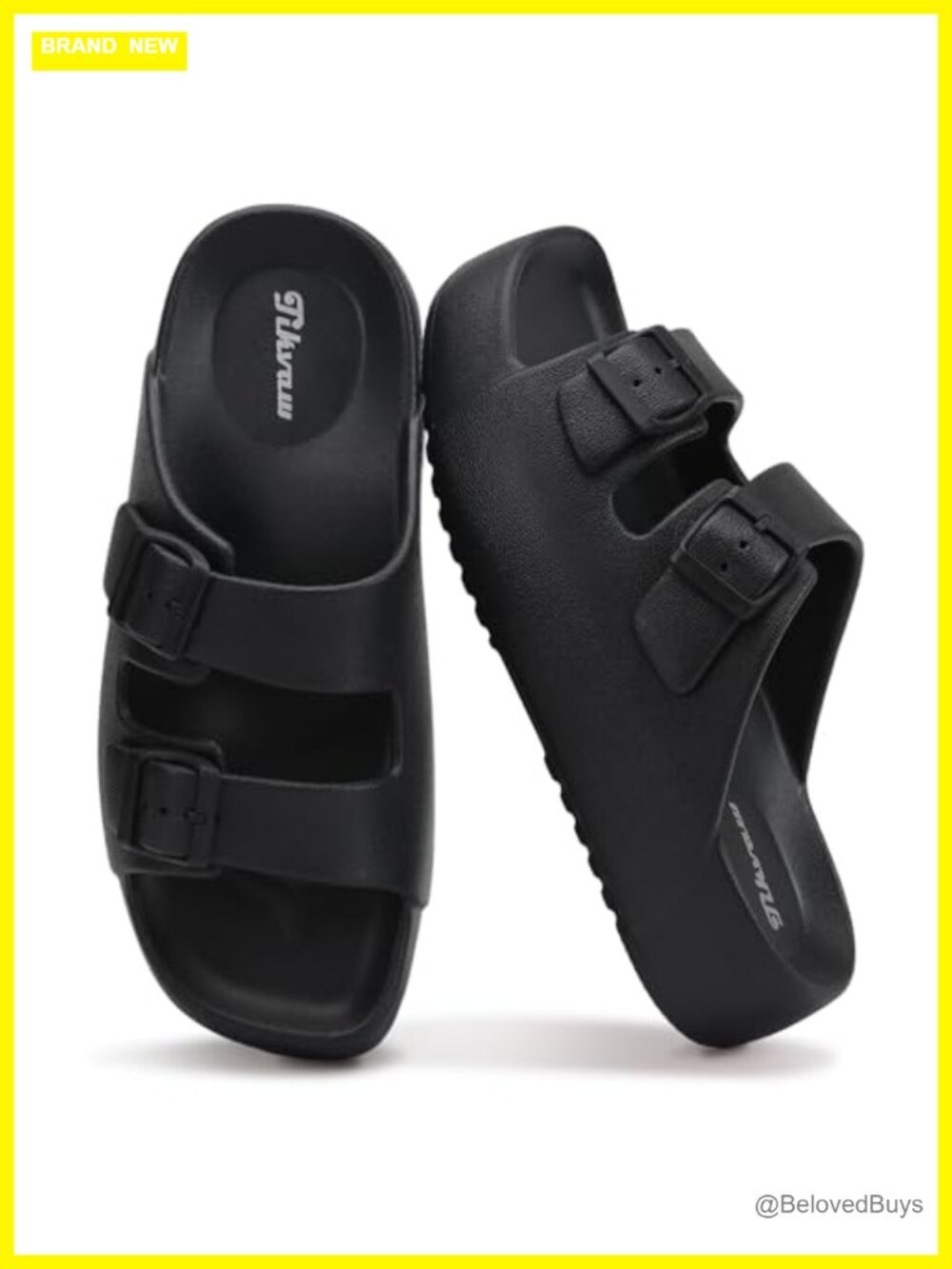 Platform Sandals with Arch Support Square Toe Adjustable Buckle Summer Slides